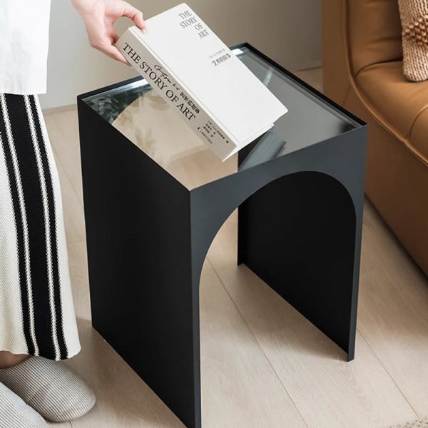 Modern Minimalist Iron & Acrylic Rectangular Arch Side Table For Living Room & Bedroom - Image 9