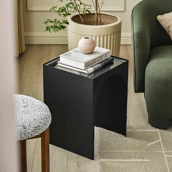 Modern Minimalist Iron & Acrylic Rectangular Arch Side Table For Living Room & Bedroom - Image 11
