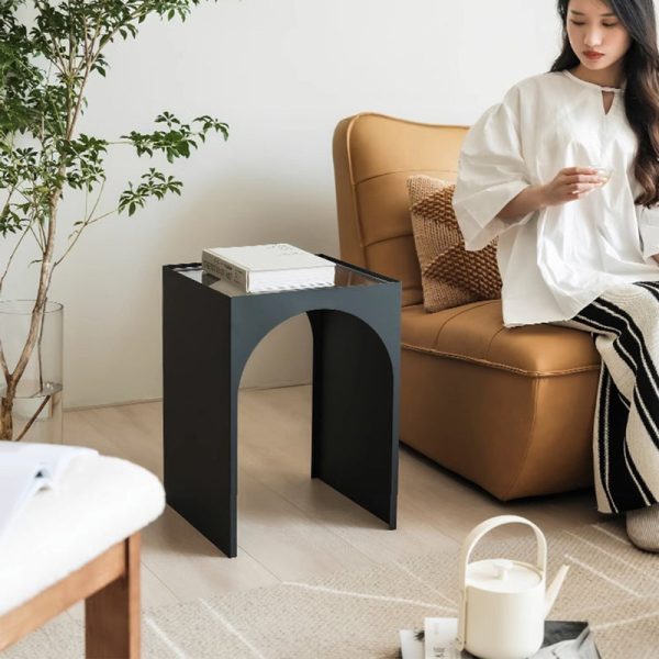 Modern Minimalist Iron & Acrylic Rectangular Arch Side Table For Living Room & Bedroom - Image 12