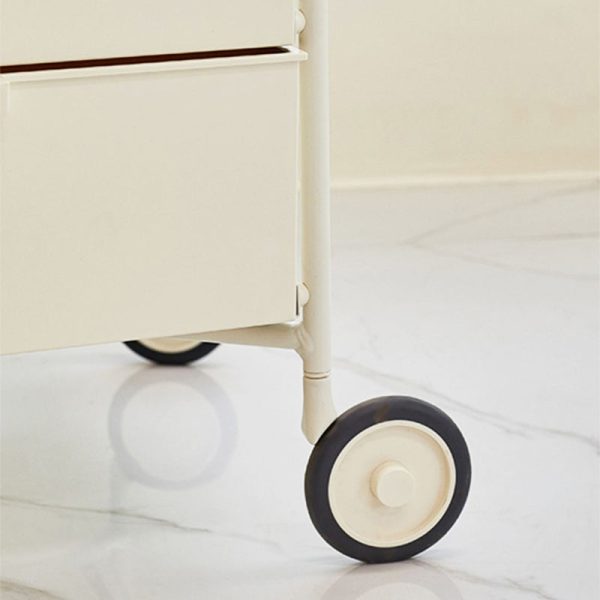 Contemporary Nordic Iron & ABS Rectangular Movable Side Table 3-Drawer For Bedroom & Living Room - Image 7