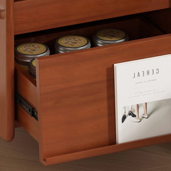 Traditional Vintage Wood, Rock Slab & Stainless Steel Rectangular Nightstand With 2-Drawer For Bedroom - Image 9