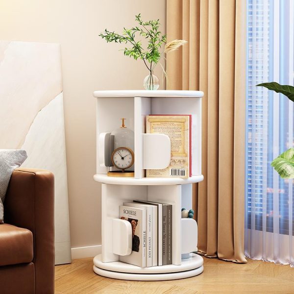 Modern Minimalist Solid Wood Round Cylinder Rotating Bookshelf 2/3/4/5 Tier For Home Office And Living Room - Image 18
