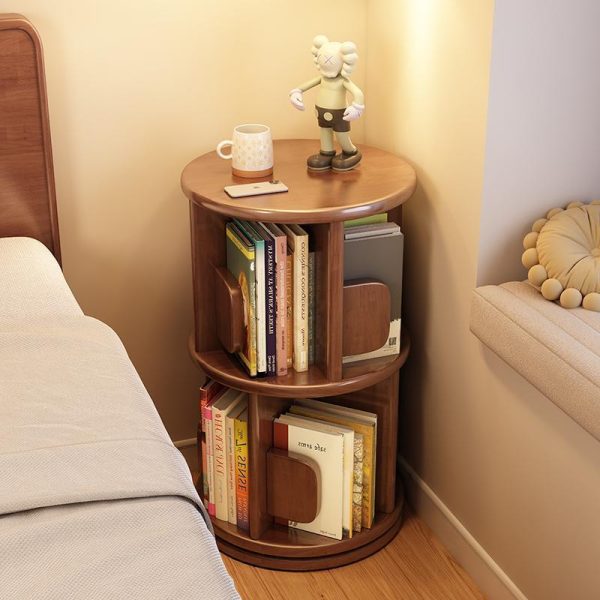 Modern Minimalist Solid Wood Round Cylinder Rotating Bookshelf 2/3/4/5 Tier For Home Office And Living Room - Image 12