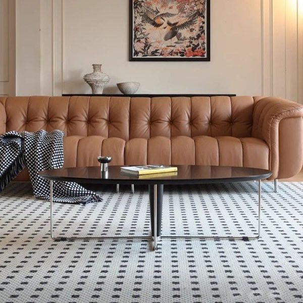Modern Mid-Century Wood And Stainless Steel Oval Coffee Table With Anti-Slip Pads For Living Room Bedroom - Image 13
