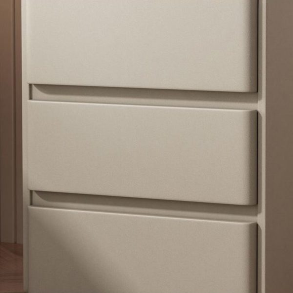Modern Minimalist Rock Slab, Wood & Microfiber Leather Rectangular Nightstand With 3-Drawers For Bedroom & Living Room - Image 10