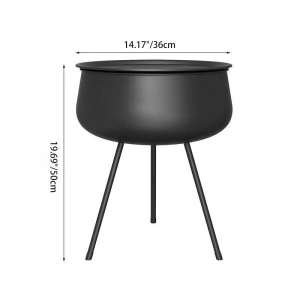 Contemporary Nordic Iron Round Nightstand With 1-Storage For Bedroom And Living Room - Image 4