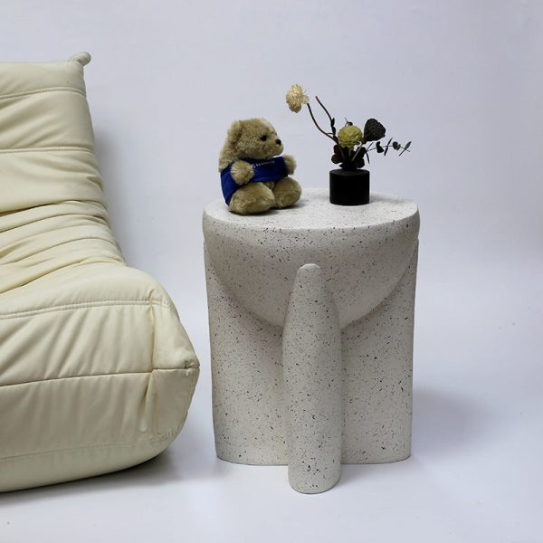 Modern Minimalist Magnesium Oxide Round Cross-Base Side Table For Living Room And Bedroom