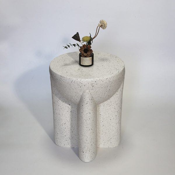 Modern Minimalist Magnesium Oxide Round Cross-Base Side Table For Living Room And Bedroom - Image 2