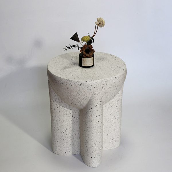Modern Minimalist Magnesium Oxide Round Cross-Base Side Table For Living Room And Bedroom - Image 6