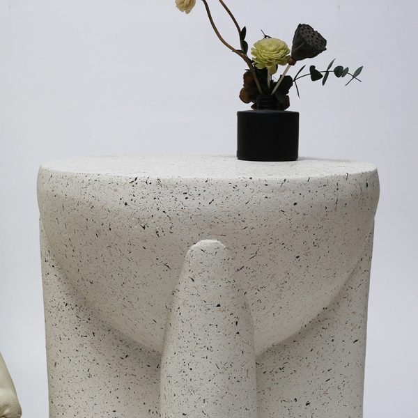 Modern Minimalist Magnesium Oxide Round Cross-Base Side Table For Living Room And Bedroom - Image 4