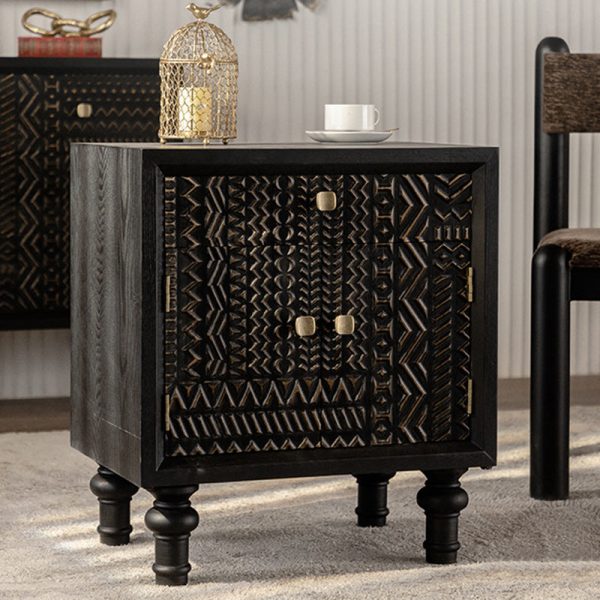 Traditional Vintage Solid Wood Square Nightstand With 1-Drawer For Bedroom & Living Room - Image 2