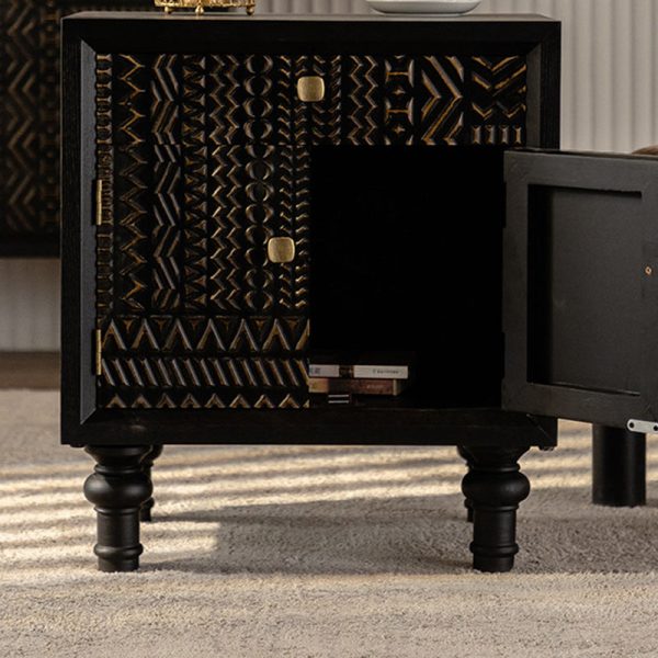 Traditional Vintage Solid Wood Square Nightstand With 1-Drawer For Bedroom & Living Room - Image 10