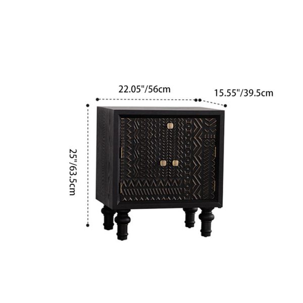 Traditional Vintage Solid Wood Square Nightstand With 1-Drawer For Bedroom & Living Room - Image 4