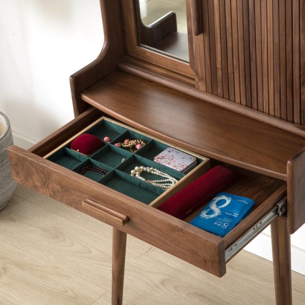 Traditional Vintage Wood Rectangular Makeup Vanity With 1-Drawer For Bedroom And Living Room - Image 9