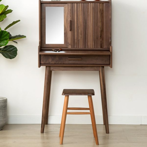 Traditional Vintage Wood Rectangular Makeup Vanity With 1-Drawer For Bedroom And Living Room - Image 5