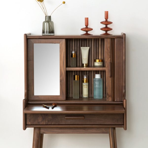 Traditional Vintage Wood Rectangular Makeup Vanity With 1-Drawer For Bedroom And Living Room - Image 13