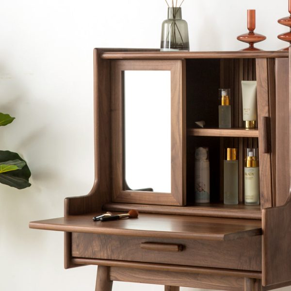 Traditional Vintage Wood Rectangular Makeup Vanity With 1-Drawer For Bedroom And Living Room - Image 14