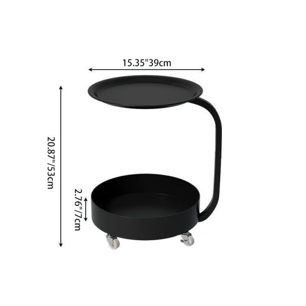 Modern Minimalist Marble & Iron Round Side Table With 2-Tier Storage For Bedroom & Living Room - Image 4