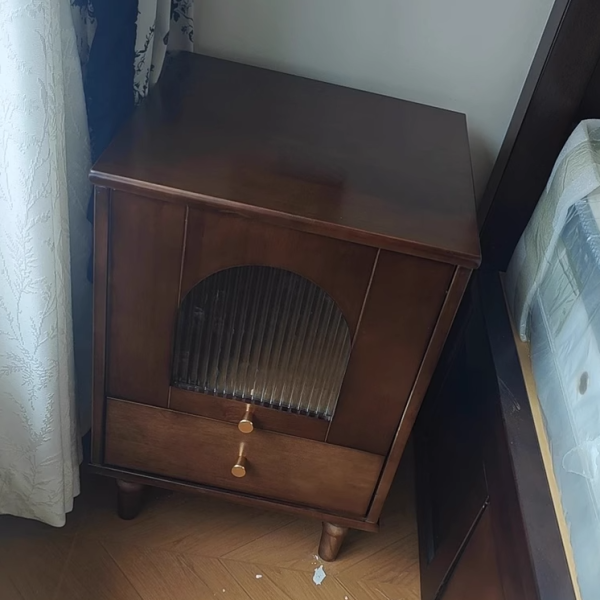 Traditional Vintage Wood Rectangular Nightstand With 1-Drawer For Bedroom & Living Room - Image 16