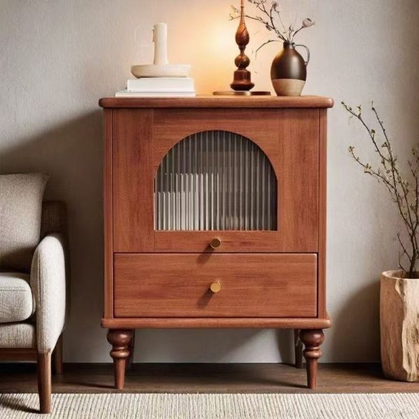 Traditional Vintage Wood Rectangular Nightstand With 1-Drawer For Bedroom & Living Room - Image 7