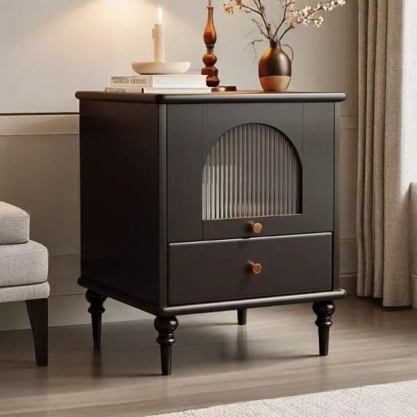 Traditional Vintage Wood Rectangular Nightstand With 1-Drawer For Bedroom & Living Room - Image 8