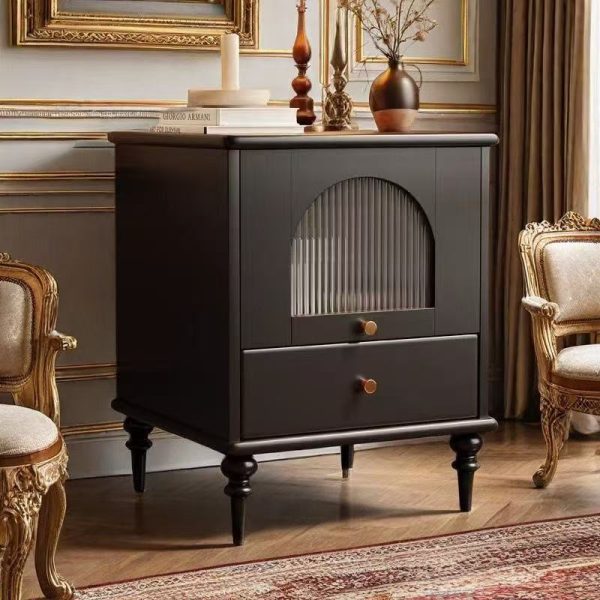Traditional Vintage Wood Rectangular Nightstand With 1-Drawer For Bedroom & Living Room - Image 14
