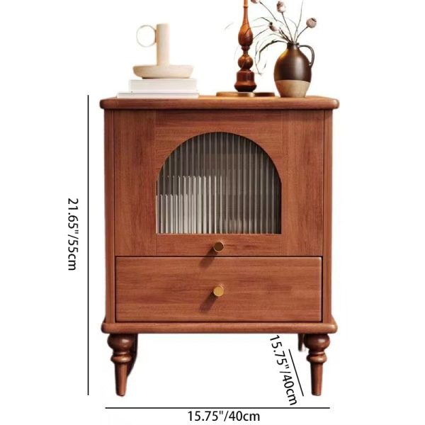 Traditional Vintage Wood Rectangular Nightstand With 1-Drawer For Bedroom & Living Room - Image 4