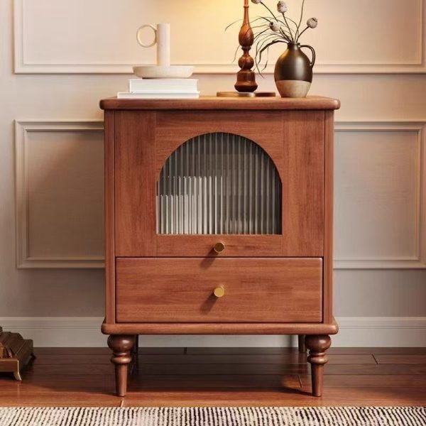 Traditional Vintage Wood Rectangular Nightstand With 1-Drawer For Bedroom & Living Room - Image 6