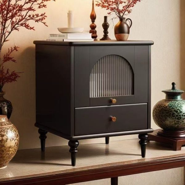 Traditional Vintage Wood Rectangular Nightstand With 1-Drawer For Bedroom & Living Room - Image 13