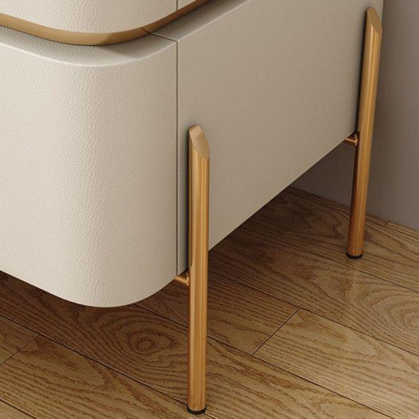 Modern Minimalist Carbon Steel, Rock Slab & Wood Rectangular Nightstand 2-Drawer For Bedroom & Living Room - Image 7