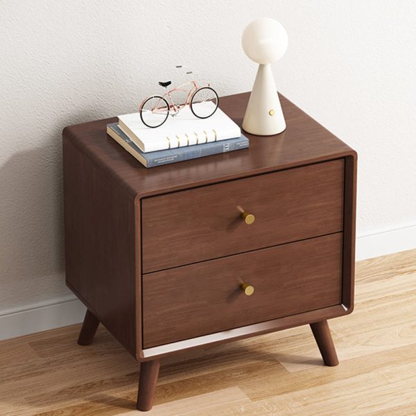 Modern Minimalist Solid Wood Square Nightstand 2-Drawer For Bedroom & Living Room - Image 11