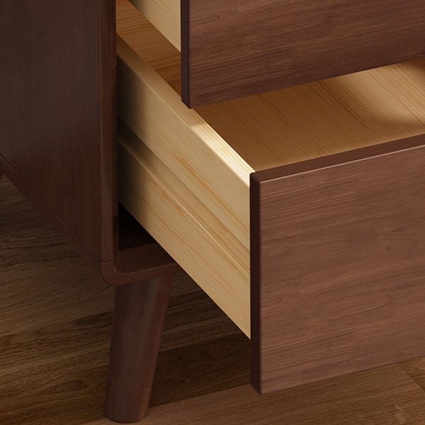 Modern Minimalist Solid Wood Square Nightstand 2-Drawer For Bedroom & Living Room - Image 6