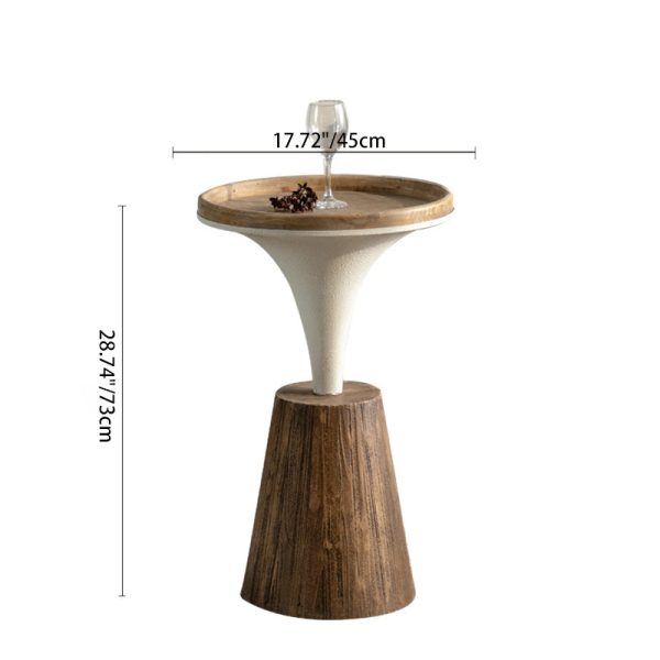 Traditional Rustic Wood & Iron Round Side Table For Bedroom & Living Room - Image 4
