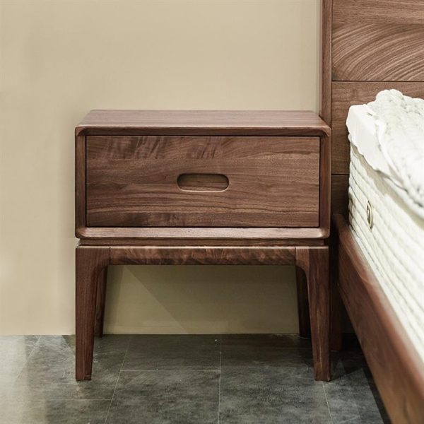 Traditional Chinese Black Walnut Rounded Square Nightstand With 1 Drawer For Bedroom - Image 6