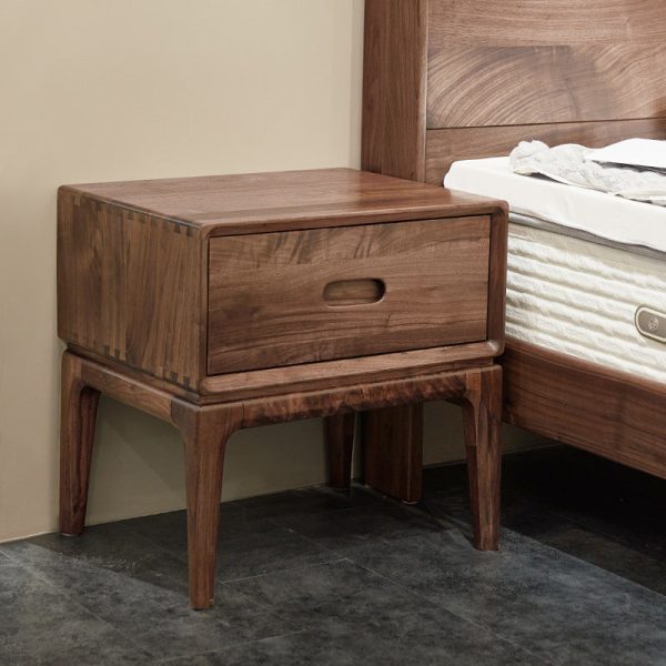 Traditional Chinese Black Walnut Rounded Square Nightstand With 1 Drawer For Bedroom - Image 7