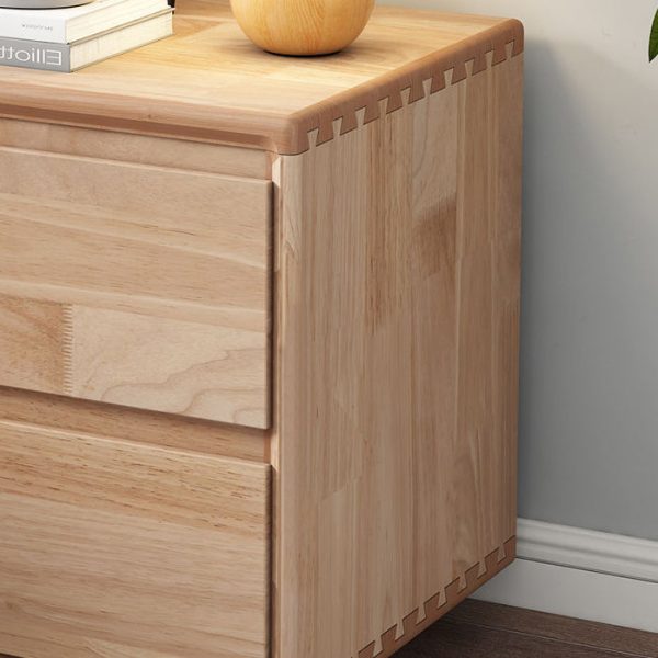 Modern Minimalist Solid Wood Square Nightstand 2-Drawer For Bedroom - Image 7