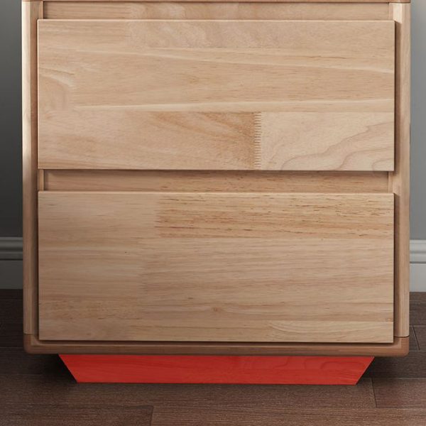 Modern Minimalist Solid Wood Square Nightstand 2-Drawer For Bedroom - Image 6