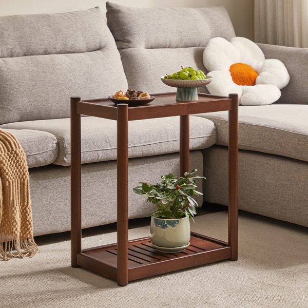 Modern Minimalist Solid Wood Rectangular End Table 2-Tiers For Living Room - Image 2