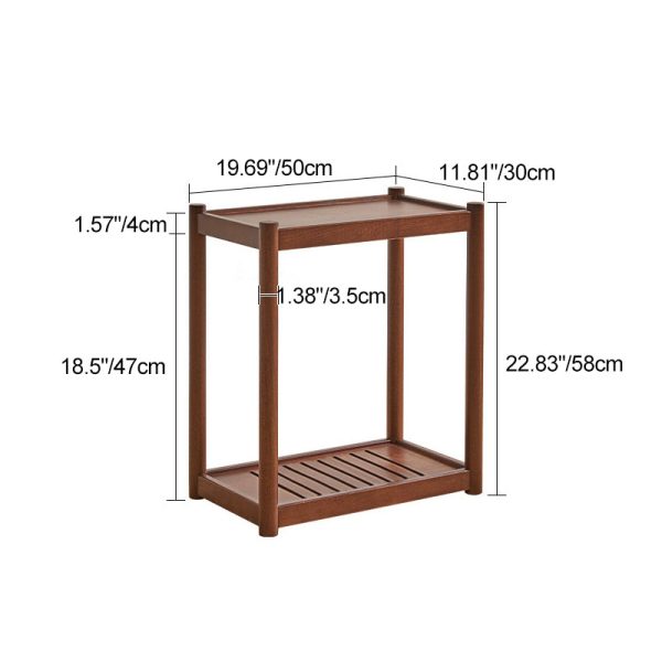 Modern Minimalist Solid Wood Rectangular End Table 2-Tiers For Living Room - Image 4