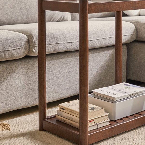 Modern Minimalist Solid Wood Rectangular End Table 2-Tiers For Living Room - Image 15