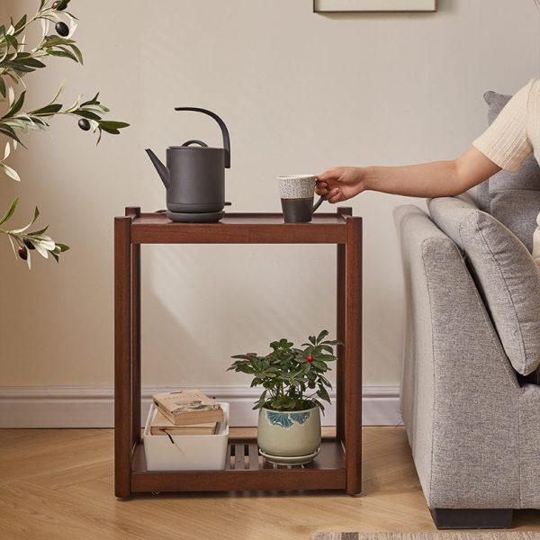 Modern Minimalist Solid Wood Rectangular End Table 2-Tiers For Living Room - Image 17