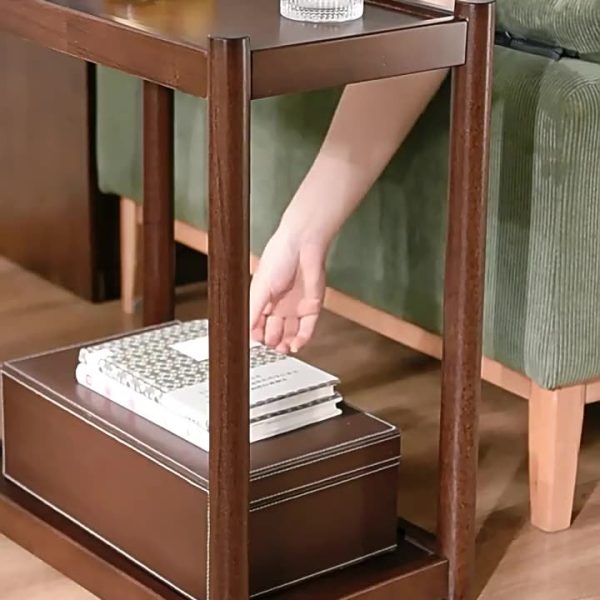 Modern Minimalist Solid Wood Rectangular End Table 2-Tiers For Living Room - Image 6