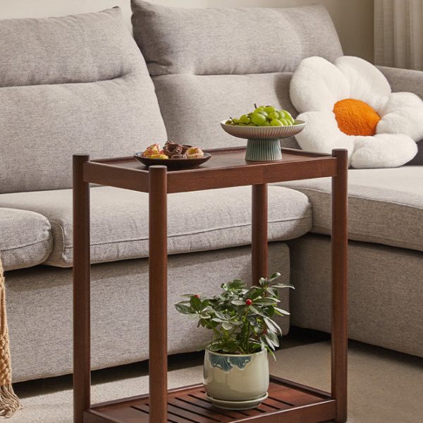 Modern Minimalist Solid Wood Rectangular End Table 2-Tiers For Living Room - Image 19