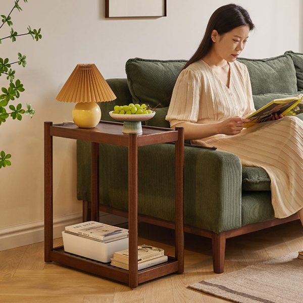 Modern Minimalist Solid Wood Rectangular End Table 2-Tiers For Living Room - Image 20