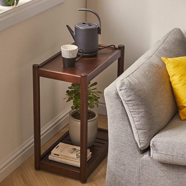 Modern Minimalist Solid Wood Rectangular End Table 2-Tiers For Living Room - Image 13