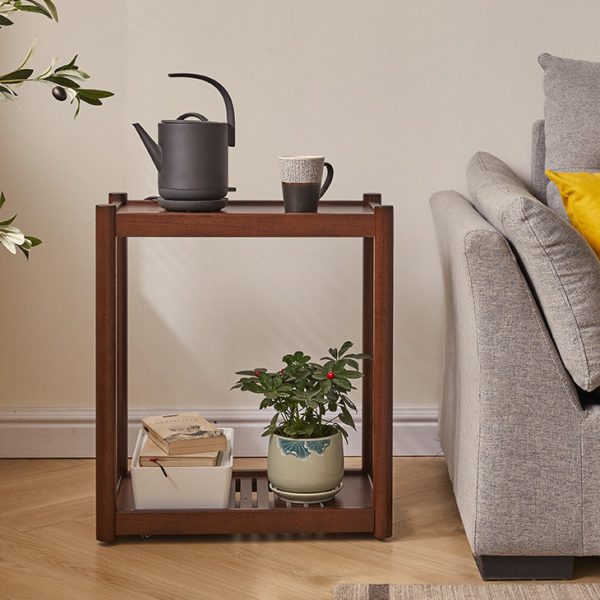 Modern Minimalist Solid Wood Rectangular End Table 2-Tiers For Living Room - Image 23