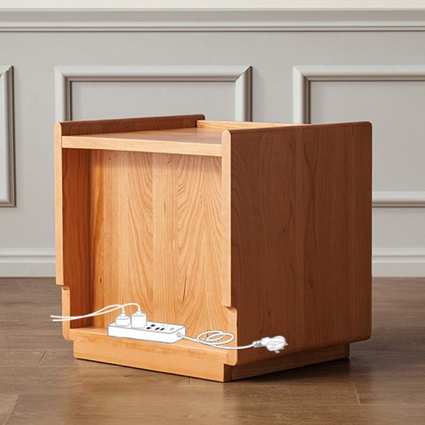 Contemporary Scandinavian Solid Wood Glass Rounded Square Nightstand 2-Drawer For Bedroom - Image 17