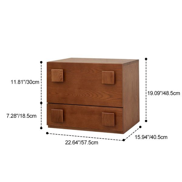Traditional Vintage Solid Wood Square Rectangular Side Table With 2 Drawers For Bedroom & Living Room - Image 4