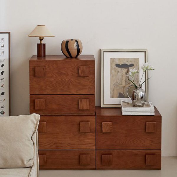 Traditional Vintage Solid Wood Square Rectangular Side Table With 2 Drawers For Bedroom & Living Room - Image 18