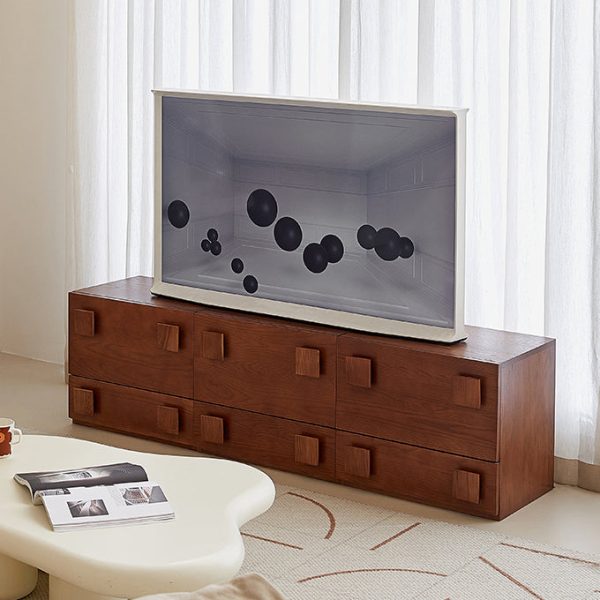 Traditional Vintage Solid Wood Square Rectangular Side Table With 2 Drawers For Bedroom & Living Room - Image 3